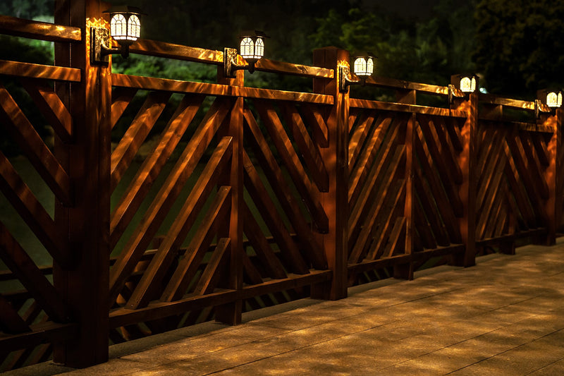 LeiDrail Solar Fence Lights Outdoor | Warm White LED Deck Wall Sconce | LeiDrail