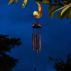 LeiDrail Solar Wind Chimes for Outside | Moon Metal Outdoor Hanging Light | LeiDrail