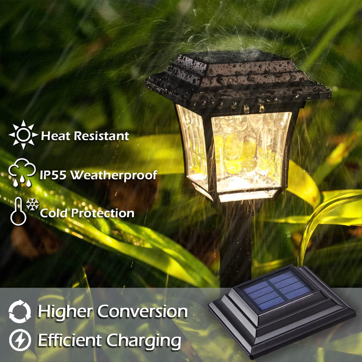 LeiDrail Solar Pathway Lights 8 Pack 2 Modes Wireless Waterproof Path Light Warm White Cool White LED LD023B