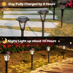 LeiDrail 8 Pack Garden Lights Solar Powered Waterproof Decorative Path Light for Patio Yard Walkway Warm White（LD009B）