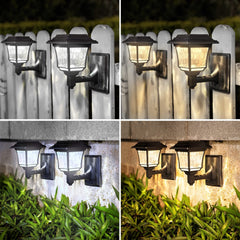 LeiDrail Solar Fence Lights Outdoor, 2 Pack 2 Modes LED Deck Post Solar Light Waterproof for Garden Yard Patio Wall Decoration Warm White/Cool White Landscape Lighting（LD021B）