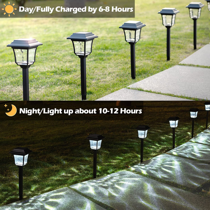 LeiDrail Solar Pathway Lights 8 Pack, 2 Modes Wireless Waterproof Path Light Warm White/Cool White LED（LD023B）