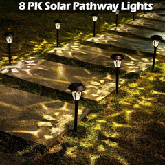 LeiDrail 8 Pack Garden Lights Solar Powered Waterproof Decorative Path Light for Patio Yard Walkway Warm White（LD009B）