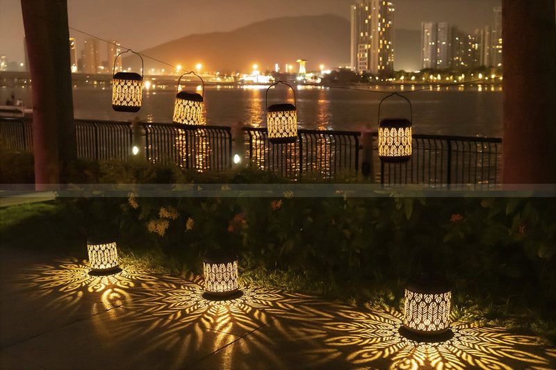 Solar Lanterns Outdoor Hanging | Metal Table Lights Waterproof